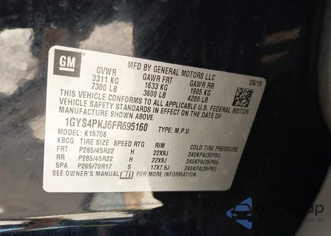 2015 Cadillac Escalade Platinum z USA, uszkodzony, nr VIN 1GYS4PKJ6FR695160